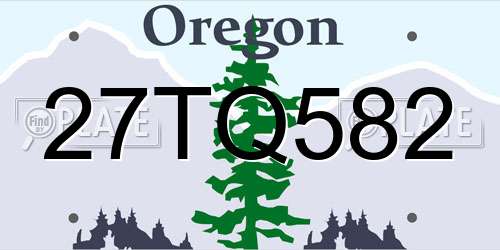 27TQ582 Oregon License Plate