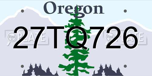 27TQ726 Oregon License Plate