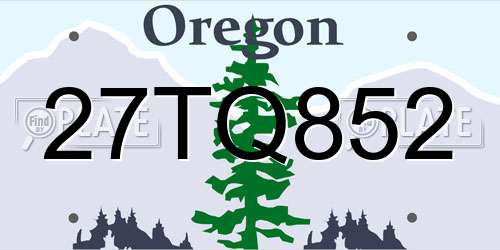 27TQ852 Oregon License Plate