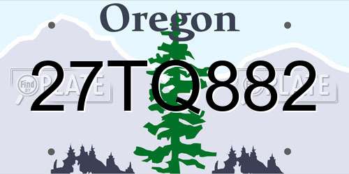 27TQ882 Oregon License Plate