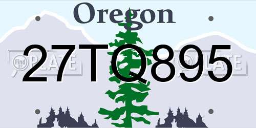 27TQ895 Oregon License Plate