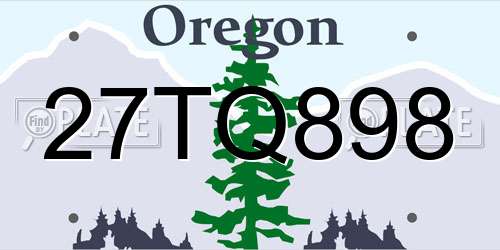27TQ898 Oregon License Plate
