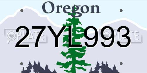 27YL993 Oregon License Plate