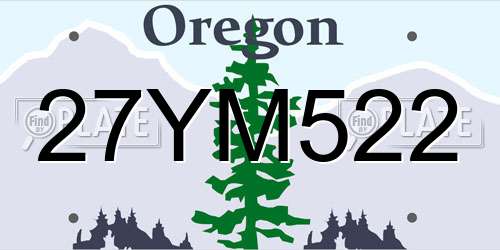 27YM522 Oregon License Plate