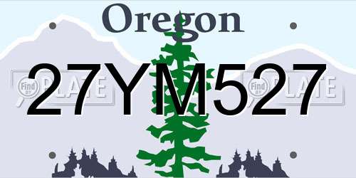27YM527 Oregon License Plate