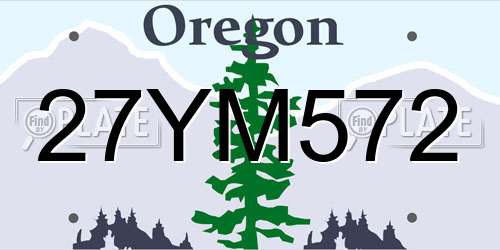 27YM572 Oregon License Plate