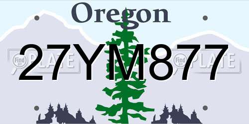 27YM877 Oregon License Plate