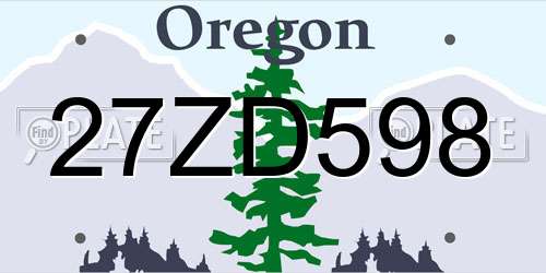 27ZD598 Oregon License Plate