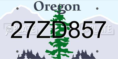 27ZD857 Oregon License Plate