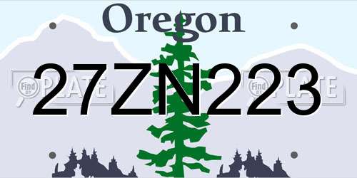27ZN223 Oregon License Plate