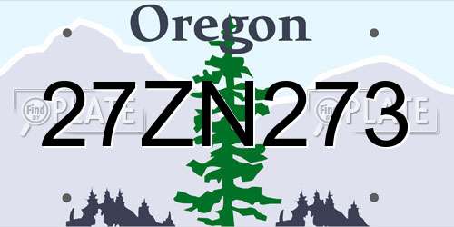 27ZN273 Oregon License Plate