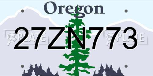 27ZN773 Oregon License Plate
