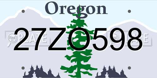 27ZO598 Oregon License Plate