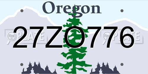 27ZO776 Oregon License Plate