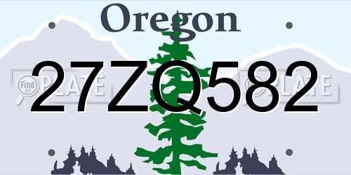 27ZQ582 Oregon License Plate