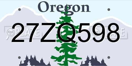 27ZQ598 Oregon License Plate