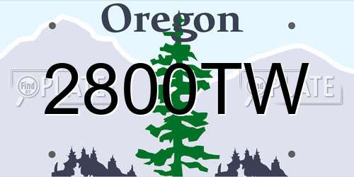 2800TW Oregon License Plate