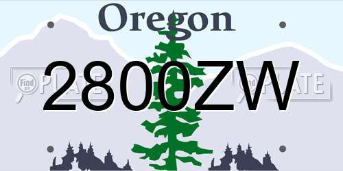 2800ZW Oregon License Plate