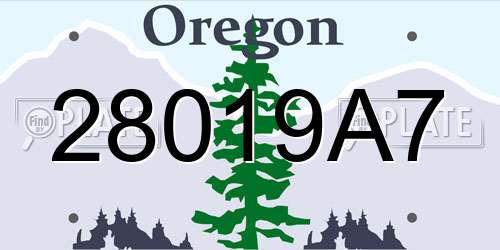 28019A7 Oregon License Plate