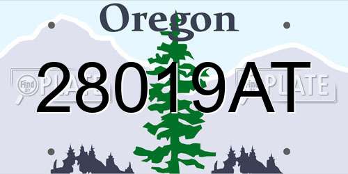 28019AT Oregon License Plate