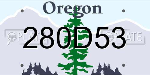 280D53 Oregon License Plate