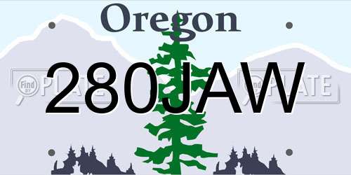 280JAW Oregon License Plate