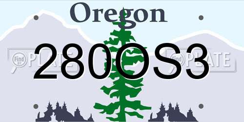 280OS3 Oregon License Plate