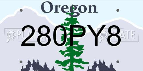 280PY8 Oregon License Plate