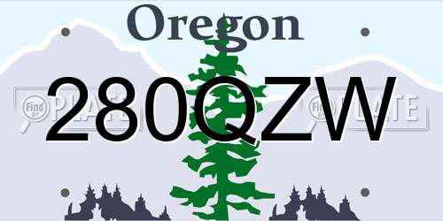 280QZW Oregon License Plate