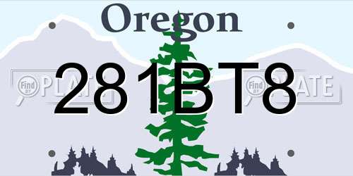 281BT8 Oregon License Plate