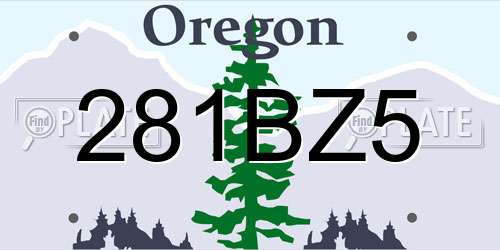 281BZ5 Oregon License Plate