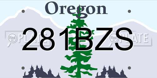 281BZS Oregon License Plate