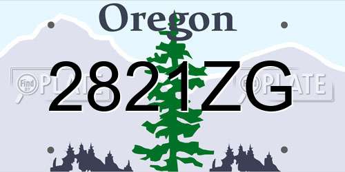 2821ZG Oregon License Plate