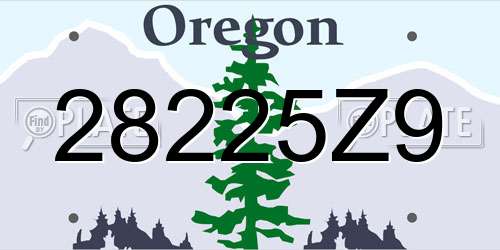 28225Z9 Oregon License Plate