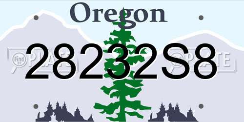 28232S8 Oregon License Plate