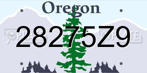 28275Z9 Oregon License Plate