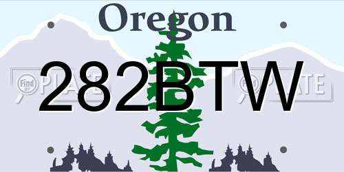 282BTW Oregon License Plate