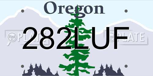 282LUF Oregon License Plate