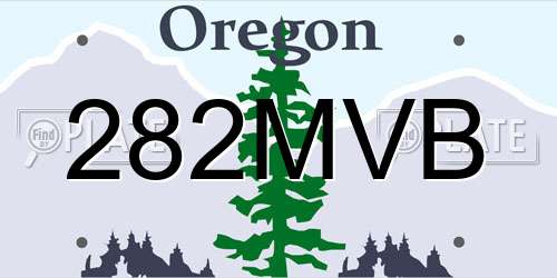 282MVB Oregon License Plate