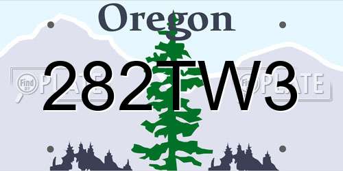 282TW3 Oregon License Plate