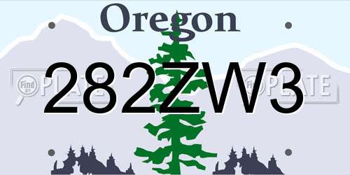 282ZW3 Oregon License Plate