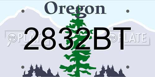 2832BT Oregon License Plate