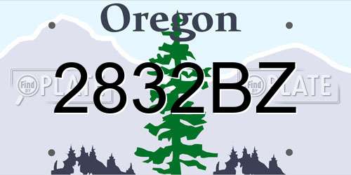 2832BZ Oregon License Plate