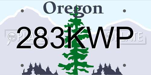 283KWP Oregon License Plate