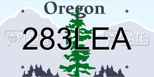 283LEA Oregon License Plate