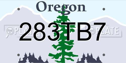 283TB7 Oregon License Plate