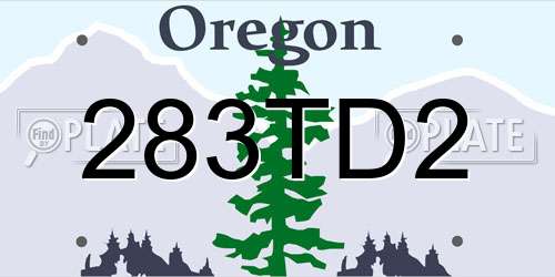 283TD2 Oregon License Plate