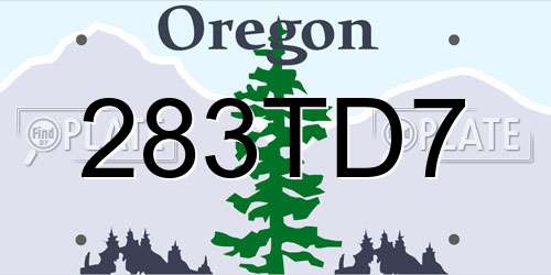 283TD7 Oregon License Plate