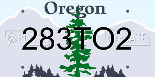 283TO2 Oregon License Plate