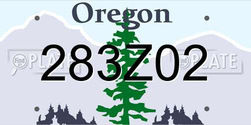 283Z02 Oregon License Plate
